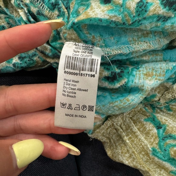 Antica Sartoria Boho Dress Aqua Green OS Bell Sleeve Beach Resort Travel - Picture 9 of 14